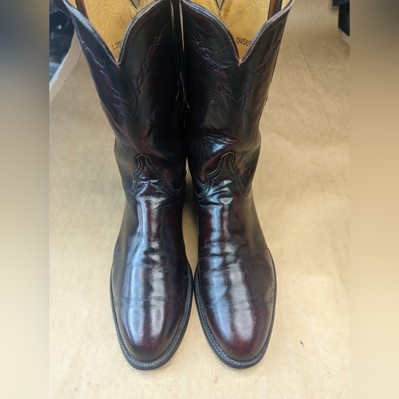 Lucchese Classics men's size 10.5E black cherry leather classic Western cowboy b - Picture 2 of 12